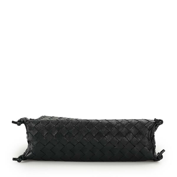 Bottega Veneta - Black Intreccaito Leather Bv Fold Shoulder Bag 
